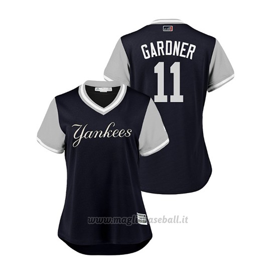 Maglia Baseball Donna New York Yankees Brett Gardner 2018 Llws Players Weekend Gardner Blu